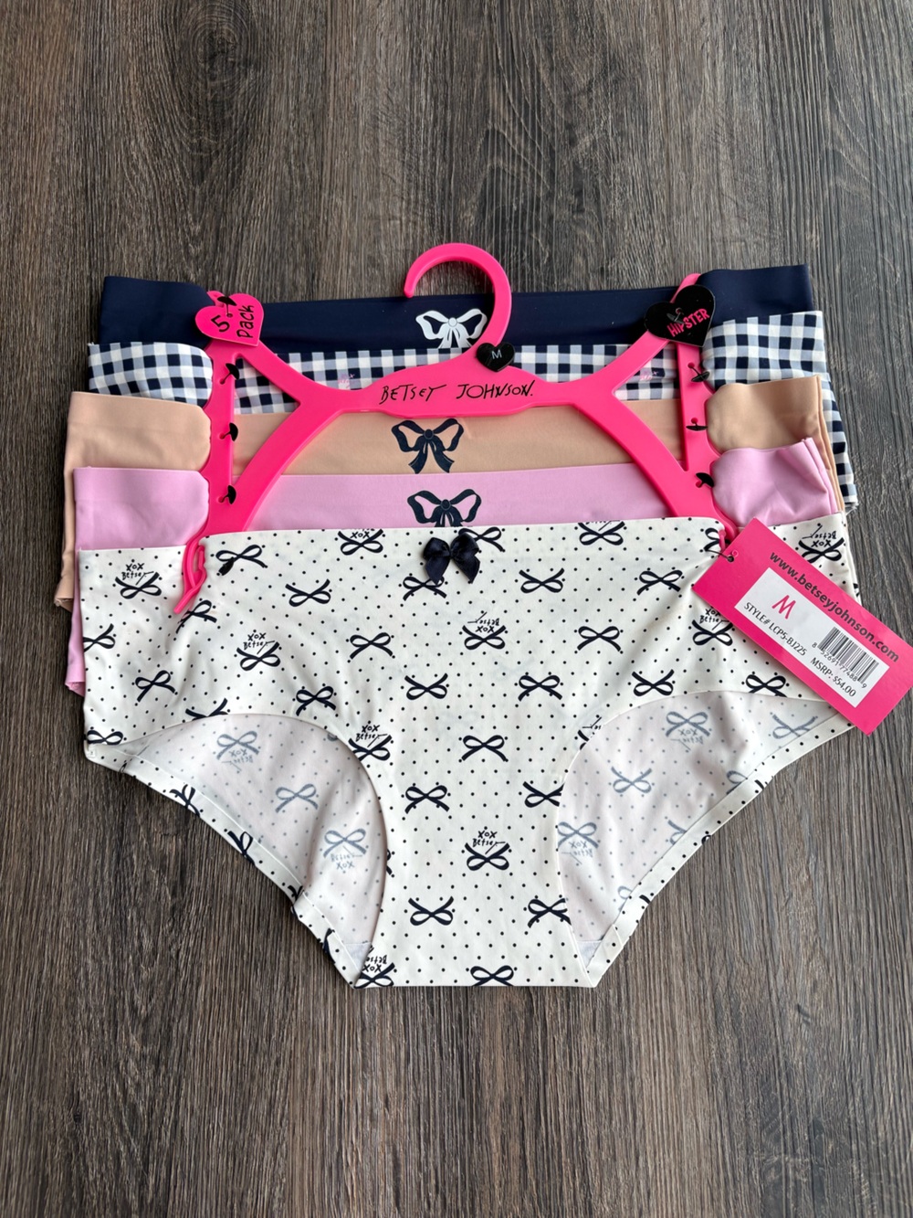 NWT Betsey Johnson Bikini 5-Piece Underwear Set